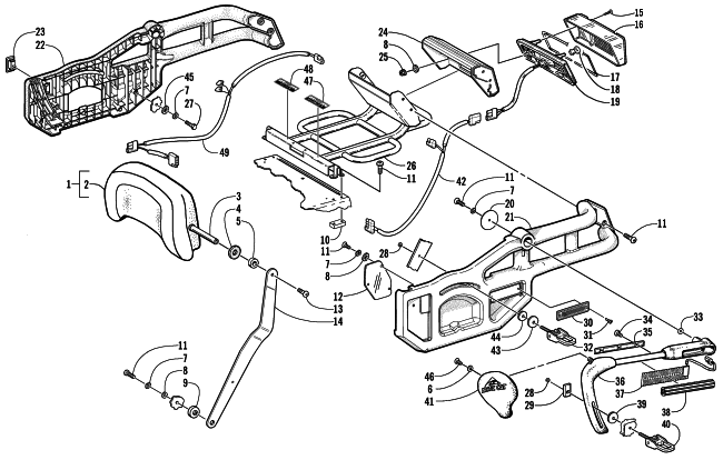 Parts Diagram for Arctic Cat 2002 PANTERA 800 EFI ESR () SNOWMOBILE BACKREST AND TAILLIGHT ASSEMBLY