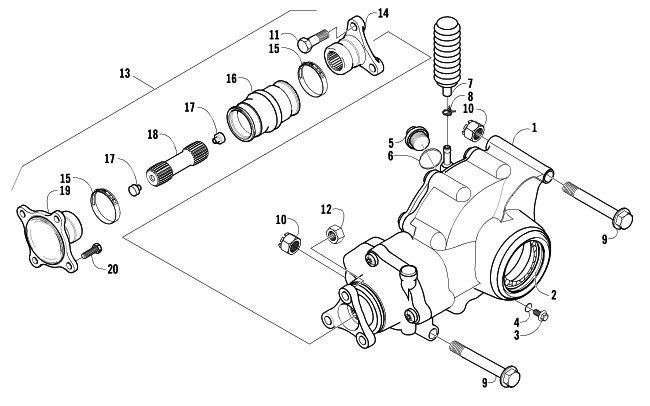 Parts Diagram for Arctic Cat 2002 500 AUTOMATIC TRANSMISSION FIS () ATV REAR DRIVE GEARCASE ASSEMBLY