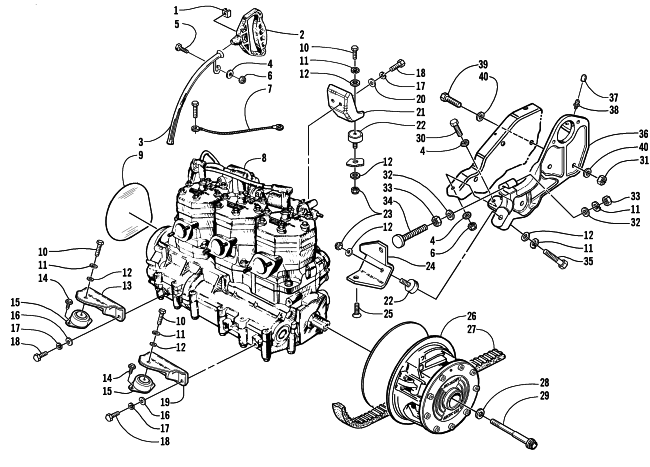 Parts Diagram for Arctic Cat 2002 MOUNTAIN CAT 1000 SNOWMOBILE ENGINE AND RELATED PARTS