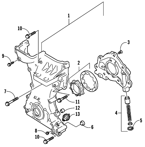 Parts Diagram for Arctic Cat 2003 4-STROKE TOURING () SNOWMOBILE TIMING CHAIN COVER/OIL PUMP ASSEMBLY