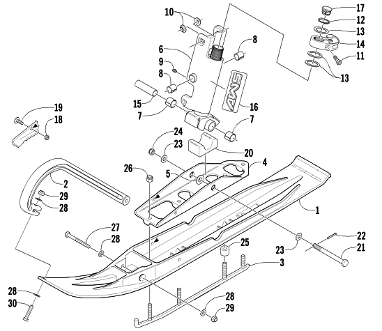 Parts Diagram for Arctic Cat 2002 Z 440 SNO PRO SNOWMOBILE SKI AND SPINDLE ASSEMBLY