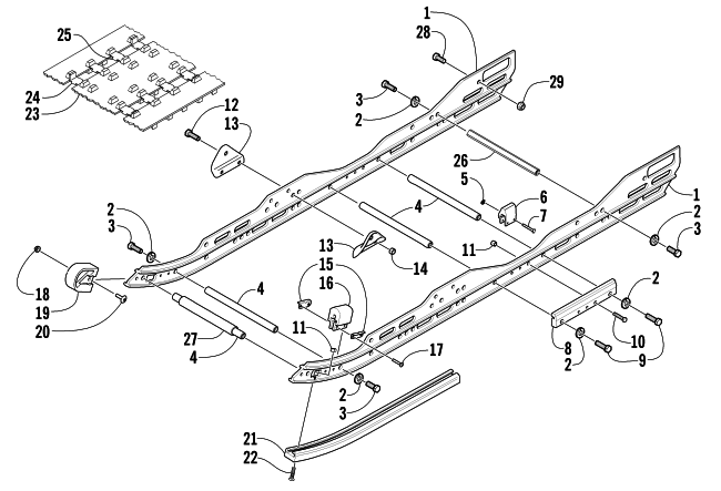 Parts Diagram for Arctic Cat 2002 ZR 440 SNO PRO SNOWMOBILE SLIDE RAIL AND TRACK ASSEMBLY