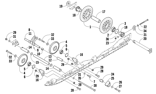 Parts Diagram for Arctic Cat 2002 ZR 440 SNO PRO SNOWMOBILE IDLER WHEEL ASSEMBLY