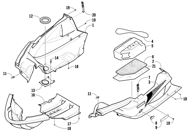 Parts Diagram for Arctic Cat 2002 ZR 440 SNO PRO () SNOWMOBILE BELLY PAN ASSEMBLY