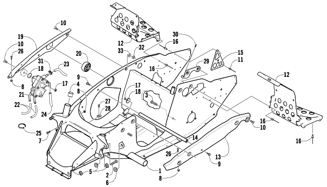 Parts Diagram for Arctic Cat 2002 ZR 440 SNO PRO () SNOWMOBILE FRONT FRAME AND FOOTREST ASSEMBLY