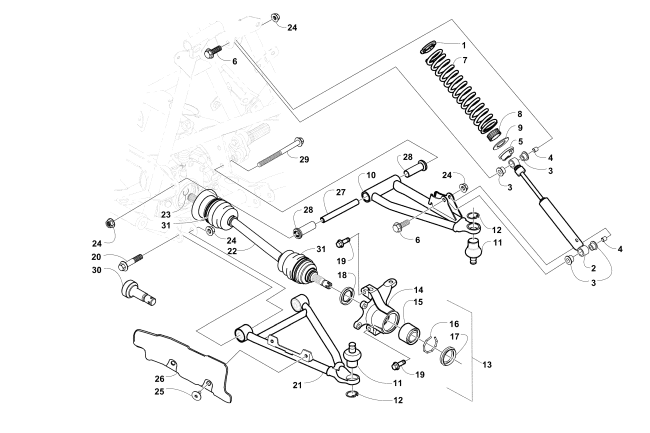 Parts Diagram for Arctic Cat 2002 400 4x4 MANUAL TRANSMISSION FIS () ATV FRONT SUSPENSION ASSEMBLY