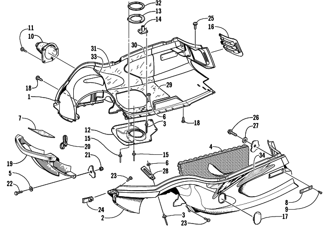 Parts Diagram for Arctic Cat 2003 ZR 900 EARLY BUILD SNOWMOBILE BELLY PAN AND FRONT BUMPER ASSEMBLY