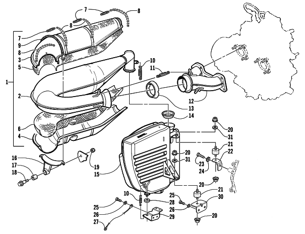 Parts Diagram for Arctic Cat 2003 ZR 900 EARLY BUILD SNOWMOBILE EXHAUST ASSEMBLY