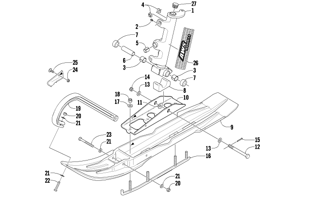 Parts Diagram for Arctic Cat 2003 MOUNTAIN CAT 600 EFI ( 144) SNOWMOBILE SKI AND SPINDLE ASSEMBLY