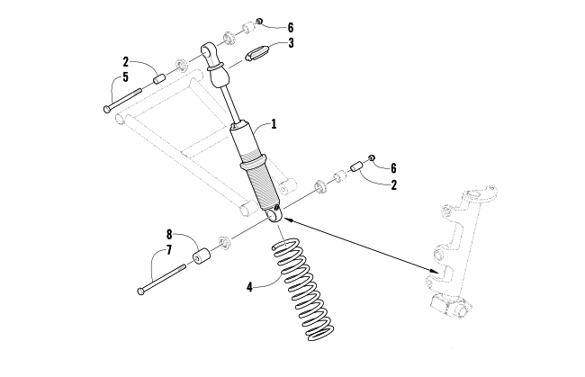 Parts Diagram for Arctic Cat 2003 MOUNTAIN CAT 800 EFI ( 144) SNOWMOBILE FRONT SUSPENSION SHOCK ABSORBER ASSEMBLY