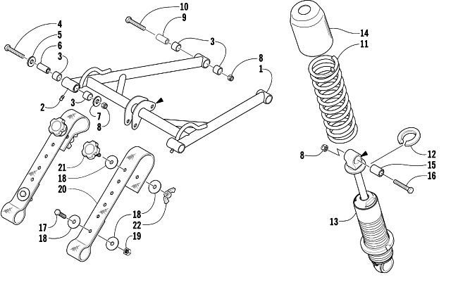 Parts Diagram for Arctic Cat 2003 MOUNTAIN CAT 900 EARLY BUILD SNOWMOBILE REAR SUSPENSION FRONT ARM ASSEMBLY
