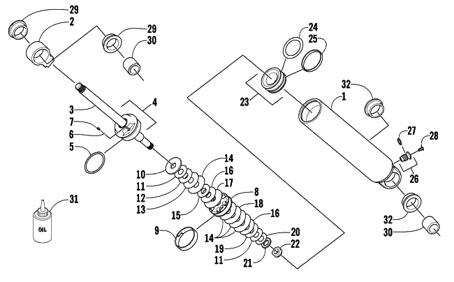 Parts Diagram for Arctic Cat 2003 MOUNTAIN CAT 900 EARLY BUILD SNOWMOBILE REAR SUSPENSION REAR ARM SHOCK ABSORBER
