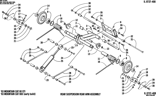 Parts Diagram for Arctic Cat 2003 MOUNTAIN CAT 800 EFI ( 144) SNOWMOBILE REAR SUSPENSION REAR ARM ASSEMBLY