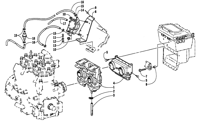 Parts Diagram for Arctic Cat 2003 MOUNTAIN CAT 900 EARLY BUILD SNOWMOBILE CARBURETOR AND FUEL PUMP ASSEMBLY