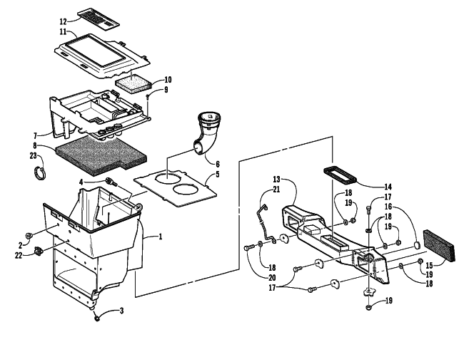 Parts Diagram for Arctic Cat 2003 MOUNTAIN CAT 900 EARLY BUILD SNOWMOBILE AIR SILENCER ASSEMBLY