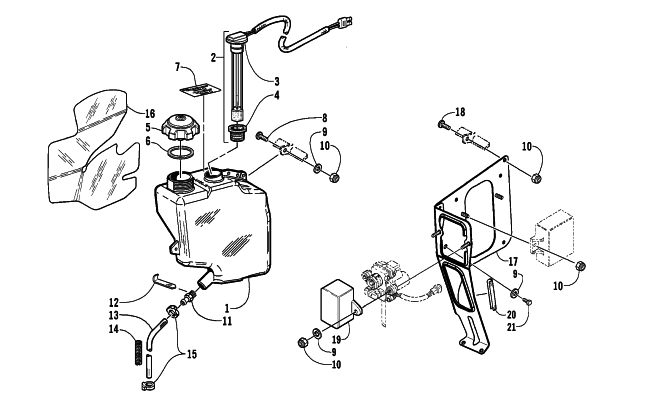 Parts Diagram for Arctic Cat 2003 MOUNTAIN CAT 900 EARLY BUILD SNOWMOBILE OIL TANK ASSEMBLY