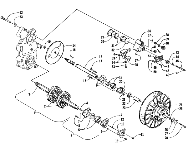 Parts Diagram for Arctic Cat 2003 PANTHER 370 R SNOWMOBILE DRIVE TRAIN SHAFTS AND BRAKE ASSEMBLIES