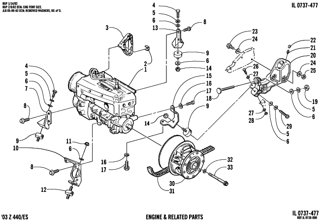 Parts Diagram for Arctic Cat 2003 Z 440 ESR SNOWMOBILE ENGINE AND RELATED PARTS