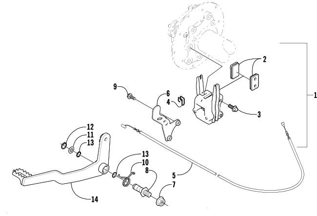Parts Diagram for Arctic Cat 2005 300 ATV AUXILIARY BRAKE ASSEMBLY