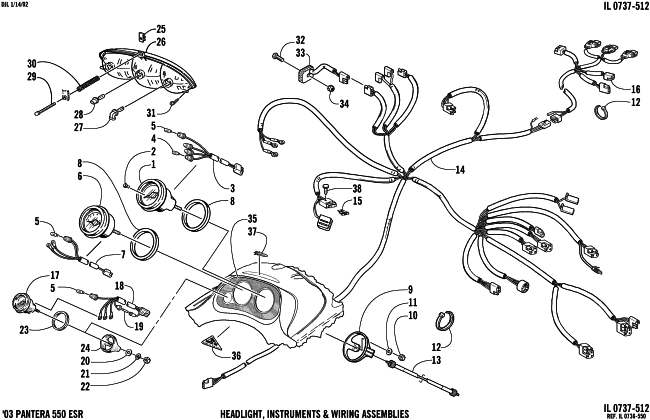 Parts Diagram for Arctic Cat 2003 PANTERA 550 () SNOWMOBILE HEADLIGHT, INSTRUMENTS, AND WIRING ASSEMBLIES