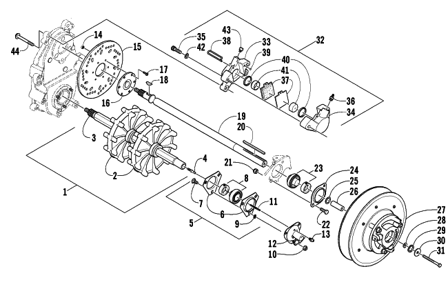 Parts Diagram for Arctic Cat 2003 ZL 800 EFI SS () SNOWMOBILE DRIVE TRAIN SHAFTS AND BRAKE ASSEMBLIES