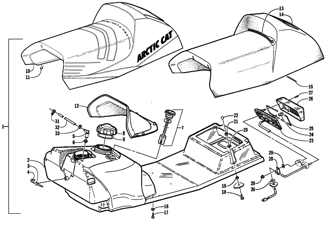 Parts Diagram for Arctic Cat 2003 ZL 600 EFI SS (ESR ) SNOWMOBILE GAS TANK, SEAT, AND TAILLIGHT ASSEMBLY