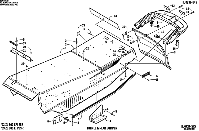 Parts Diagram for Arctic Cat 2003 ZL 600 EFI SNOWMOBILE TUNNEL AND REAR BUMPER