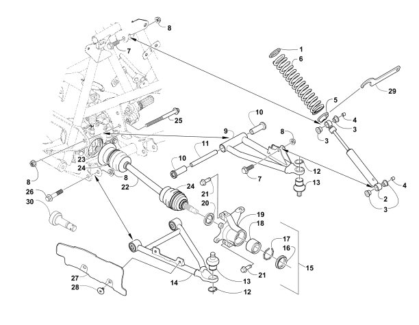 Parts Diagram for Arctic Cat 2003 400 FIS MANUAL TRANSMISSION (4X4 ) ATV FRONT SUSPENSION ASSEMBLY