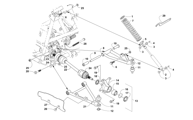 Parts Diagram for Arctic Cat 2004 400 MANUAL TRANSMISSION 4X4 MRP ATV FRONT SUSPENSION ASSEMBLY