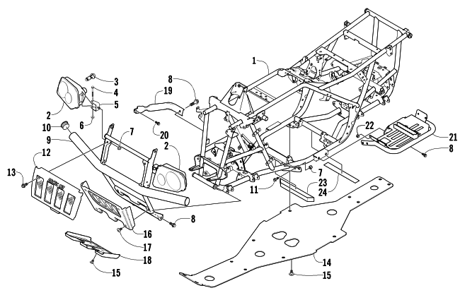 Parts Diagram for Arctic Cat 2003 400 FIS AUTOMATIC TRANSMISSION (2X4 ) ATV FRAME AND RELATED PARTS