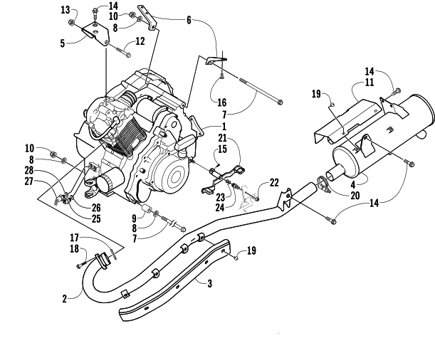 Parts Diagram for Arctic Cat 2003 400 FIS MANUAL TRANSMISSION (4X4 ) ATV ENGINE AND EXHAUST