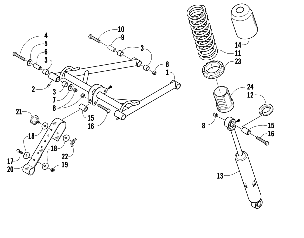 Parts Diagram for Arctic Cat 2003 MOUNTAIN CAT 600 EFI ( 136) SNOWMOBILE REAR SUSPENSION FRONT ARM ASSEMBLY