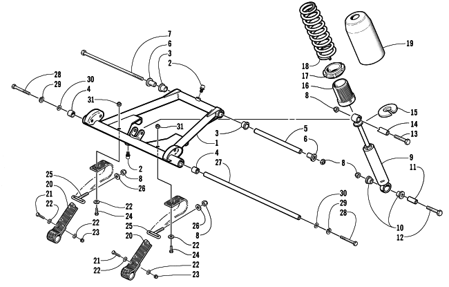 Parts Diagram for Arctic Cat 2003 4-STROKE TRAIL SNOWMOBILE REAR SUSPENSION FRONT ARM ASSEMBLY