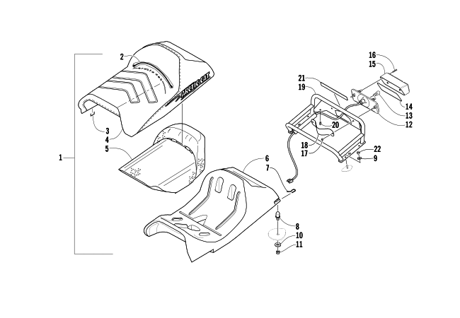 Parts Diagram for Arctic Cat 2003 MOUNTAIN CAT 600 EFI () SNOWMOBILE SEAT, RACK, AND TAILLIGHT ASSEMBLY