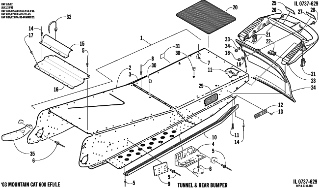 Parts Diagram for Arctic Cat 2003 MOUNTAIN CAT 600 EFI () SNOWMOBILE TUNNEL AND REAR BUMPER