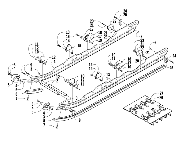 Parts Diagram for Arctic Cat 2003 4-STROKE TOURING SNOWMOBILE SLIDE RAIL AND TRACK ASSEMBLY
