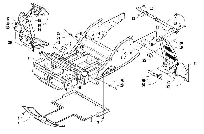 Parts Diagram for Arctic Cat 2003 ZL 550 (ESR ) SNOWMOBILE FRONT FRAME AND FOOTREST ASSEMBLY