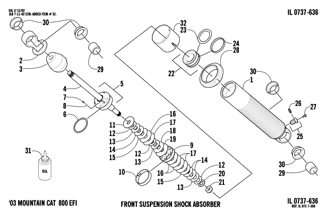 Parts Diagram for Arctic Cat 2003 MOUNTAIN CAT 900 ( 144) SNOWMOBILE FRONT SUSPENSION SHOCK ABSORBER