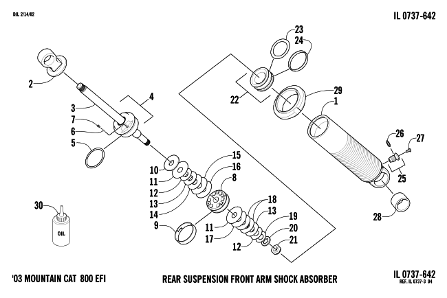 Parts Diagram for Arctic Cat 2003 MOUNTAIN CAT 800 EFI ( 151) SNOWMOBILE REAR SUSPENSION FRONT ARM SHOCK ABSORBER