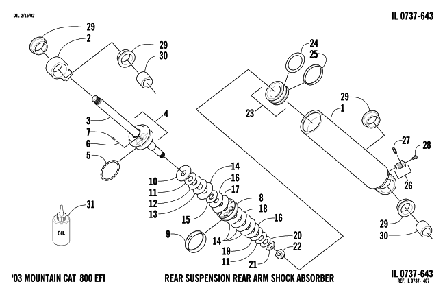 Parts Diagram for Arctic Cat 2003 MOUNTAIN CAT 900 ( 151) SNOWMOBILE REAR SUSPENSION REAR ARM SHOCK ABSORBER