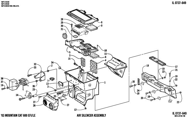 Parts Diagram for Arctic Cat 2003 MOUNTAIN CAT 600 EFI ( 144) SNOWMOBILE AIR SILENCER ASSEMBLY