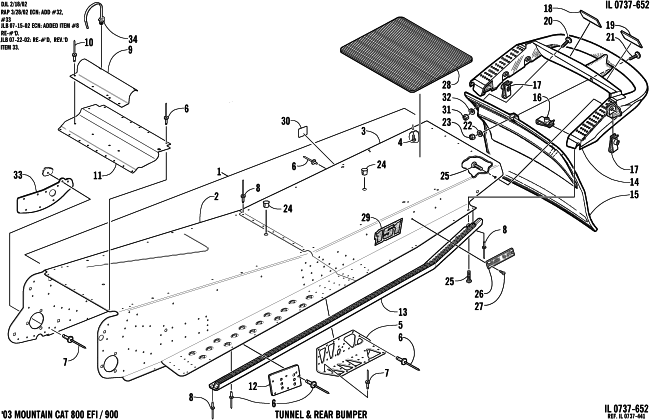 Parts Diagram for Arctic Cat 2003 MOUNTAIN CAT 800 EFI ( 144) SNOWMOBILE TUNNEL AND REAR BUMPER