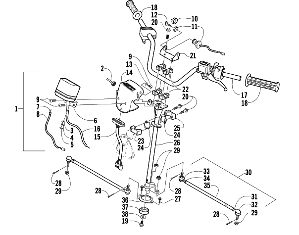 Parts Diagram for Arctic Cat 2004 400 AUTOMATIC TRANSMISSION 4X4 MRP ATV STEERING ASSEMBLY