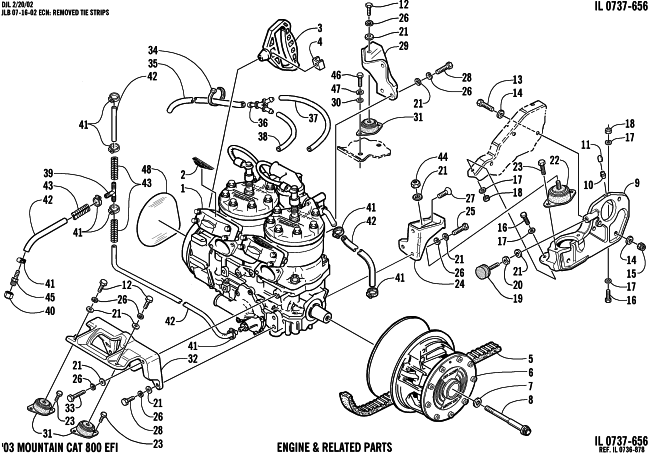 Parts Diagram for Arctic Cat 2003 MOUNTAIN CAT 800 EFI ( 151) SNOWMOBILE ENGINE AND RELATED PARTS