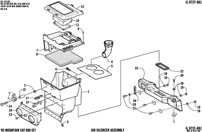 Parts Diagram for Arctic Cat 2003 MOUNTAIN CAT 800 EFI () SNOWMOBILE AIR SILENCER ASSEMBLY