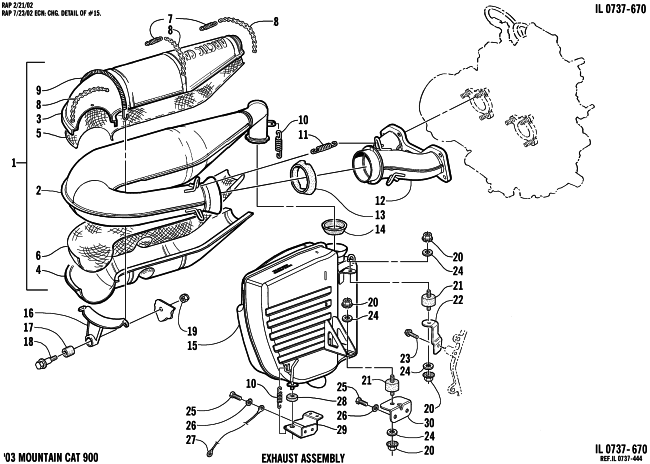Parts Diagram for Arctic Cat 2003 MOUNTAIN CAT 900 ( 144) SNOWMOBILE EXHAUST ASSEMBLY