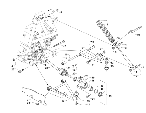 Parts Diagram for Arctic Cat 2003 500 TBX ATV FRONT SUSPENSION ASSEMBLY