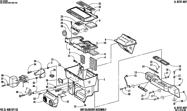 Parts Diagram for Arctic Cat 2003 ZL 600 EFI SS (ESR ) SNOWMOBILE AIR SILENCER ASSEMBLY