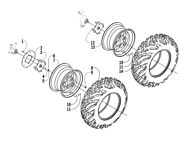 Parts Diagram for Arctic Cat 2003 500 FIS AUTOMATIC TRANSMISSION () ATV WHEEL AND TIRE ASSEMBLY