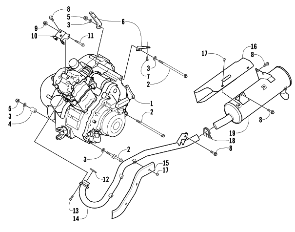 Parts Diagram for Arctic Cat 2003 500 FIS AUTOMATIC TRANSMISSION ( - MRP) ATV ENGINE AND EXHAUST
